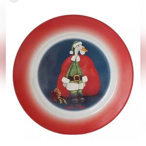 8" Santa Goose Plate, Vintage 1998 - Like New